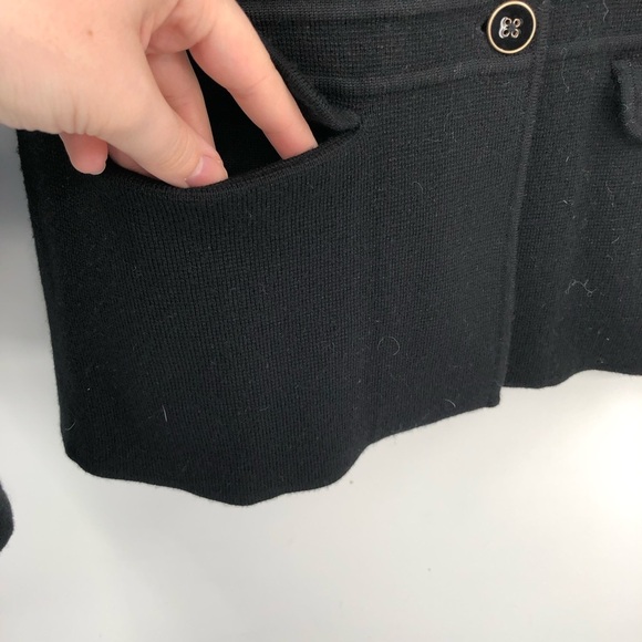 TALBOTS Sweater Blazer Pure Merino Wool Black Knit Button Jacket Layer MP Petite - Picture 6 of 7